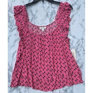 On-34th Womens Size M Swing Tank Pink & Black Geometric Print